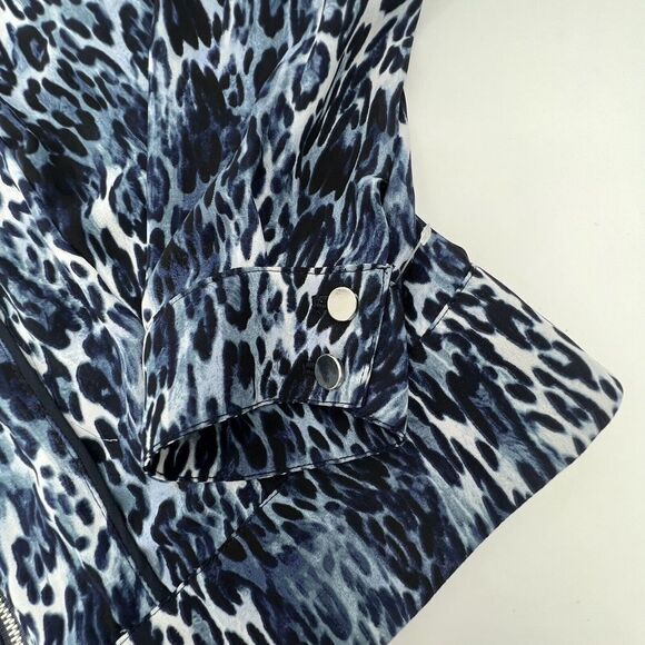 Cache - Blue Animal Print Zipper Zip Up Blousy Jacket  Size 10 - Picture 2 of 4